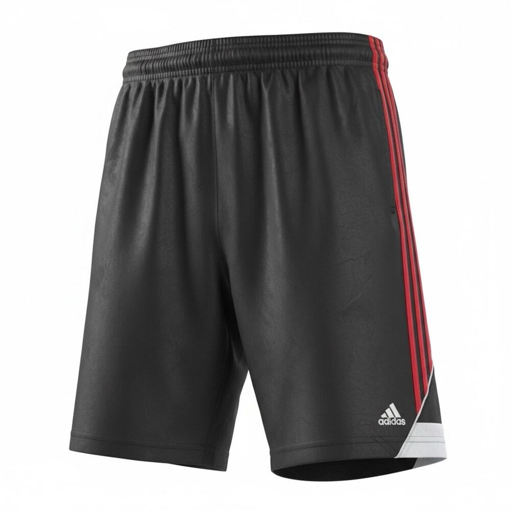 Y2K Adidas Basketball Shorts Mens L Black 3 Red Stripes Comfy Athletic Long